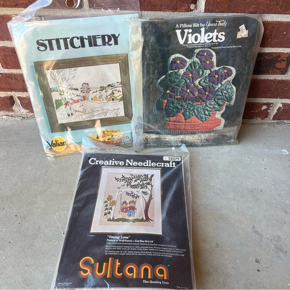 Vintage Needlepoint Kits & Pillow Kit Lot of 3 - Picture 2 of 8